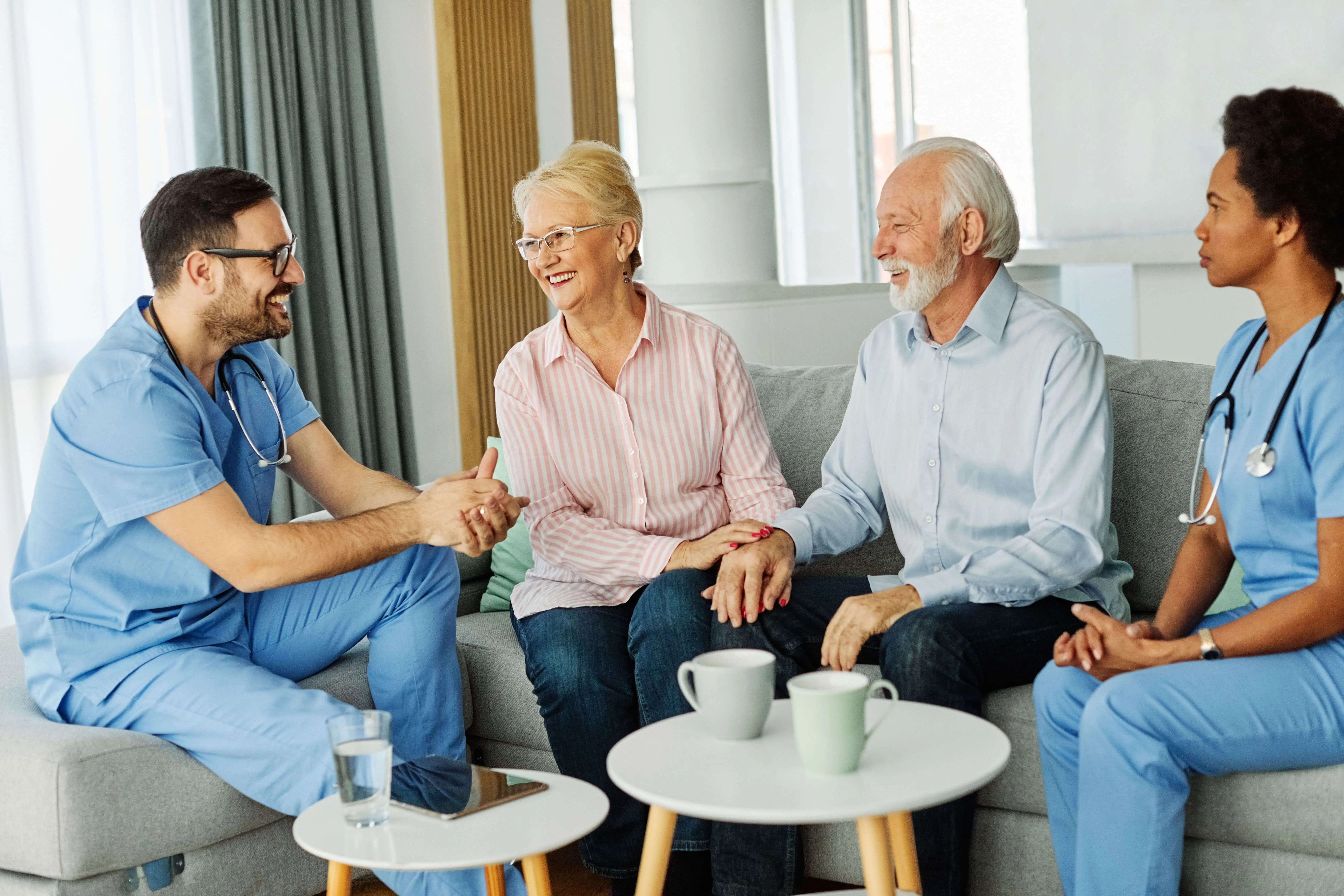 OC HomeCare caregivers conducting an in-home care consultation with senior couple in Placentia, CA – Personalized senior support
